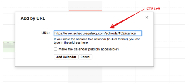 Google calendar import: step 3