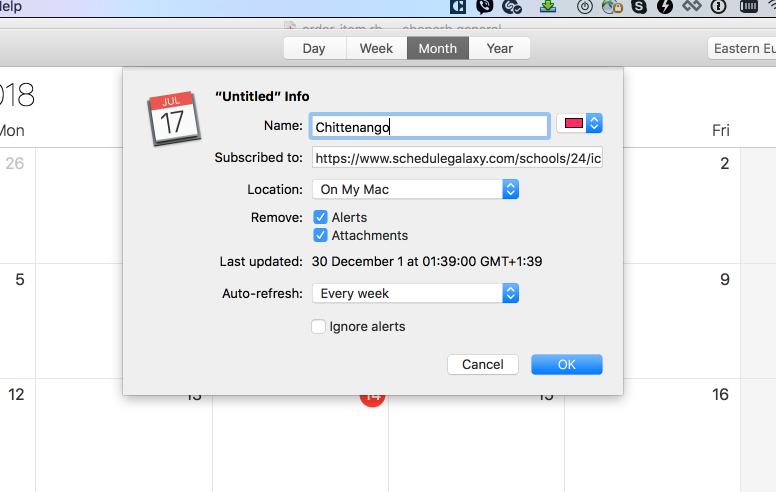 Mac calendar import: step 2.3